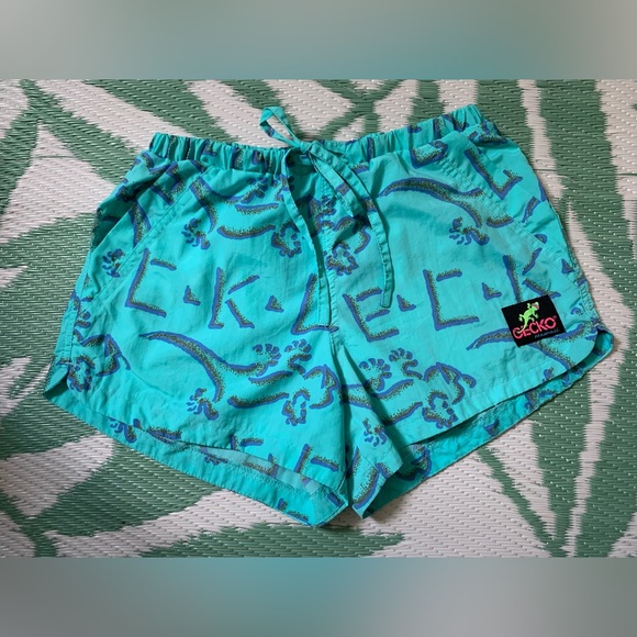 Gecko Hawaii Women's Neon Mint Retro Board Shorts sz small - Picture 1 of 5